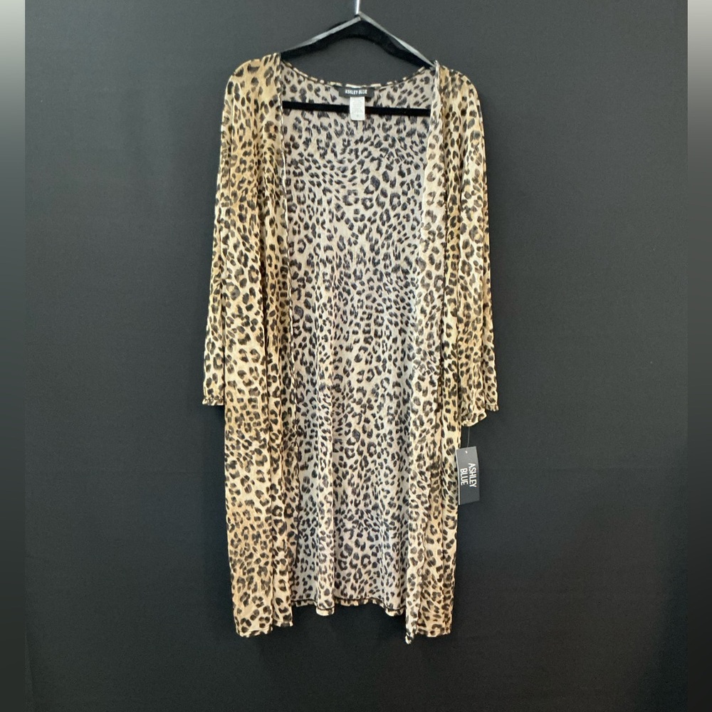 Ashley Blue Leopard Print Duster – Size 2X – NWT